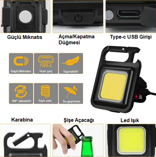 Şarj Edilebilir Lamba El Feneri Mini LED Anahtarlık