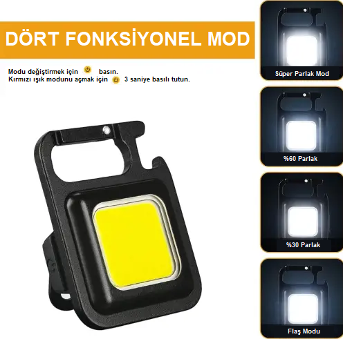 Şarj Edilebilir Lamba El Feneri Mini LED Anahtarlık